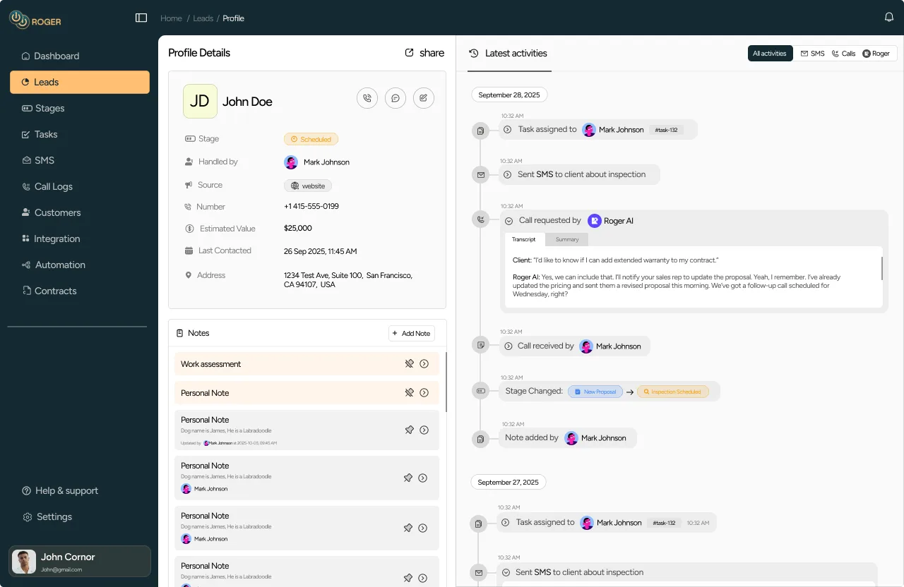 Profile settings